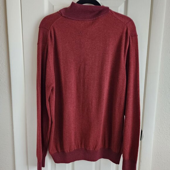 Alan Flusser Mens Burgundy Button-Collar Sweater Pullover Long Sleeve M 100% Cot - Picture 6 of 8